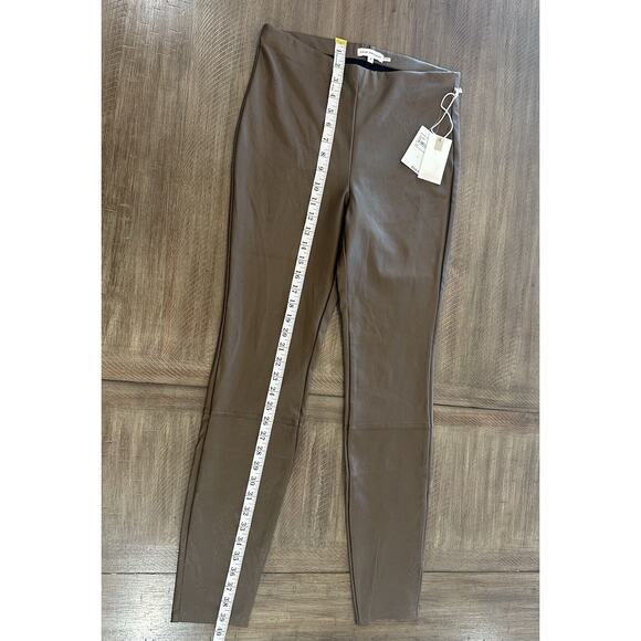 NWT Good American Light Mocha Faux Leather Leggings Women’s Size 3 Elastic Waist - Picture 12 of 16